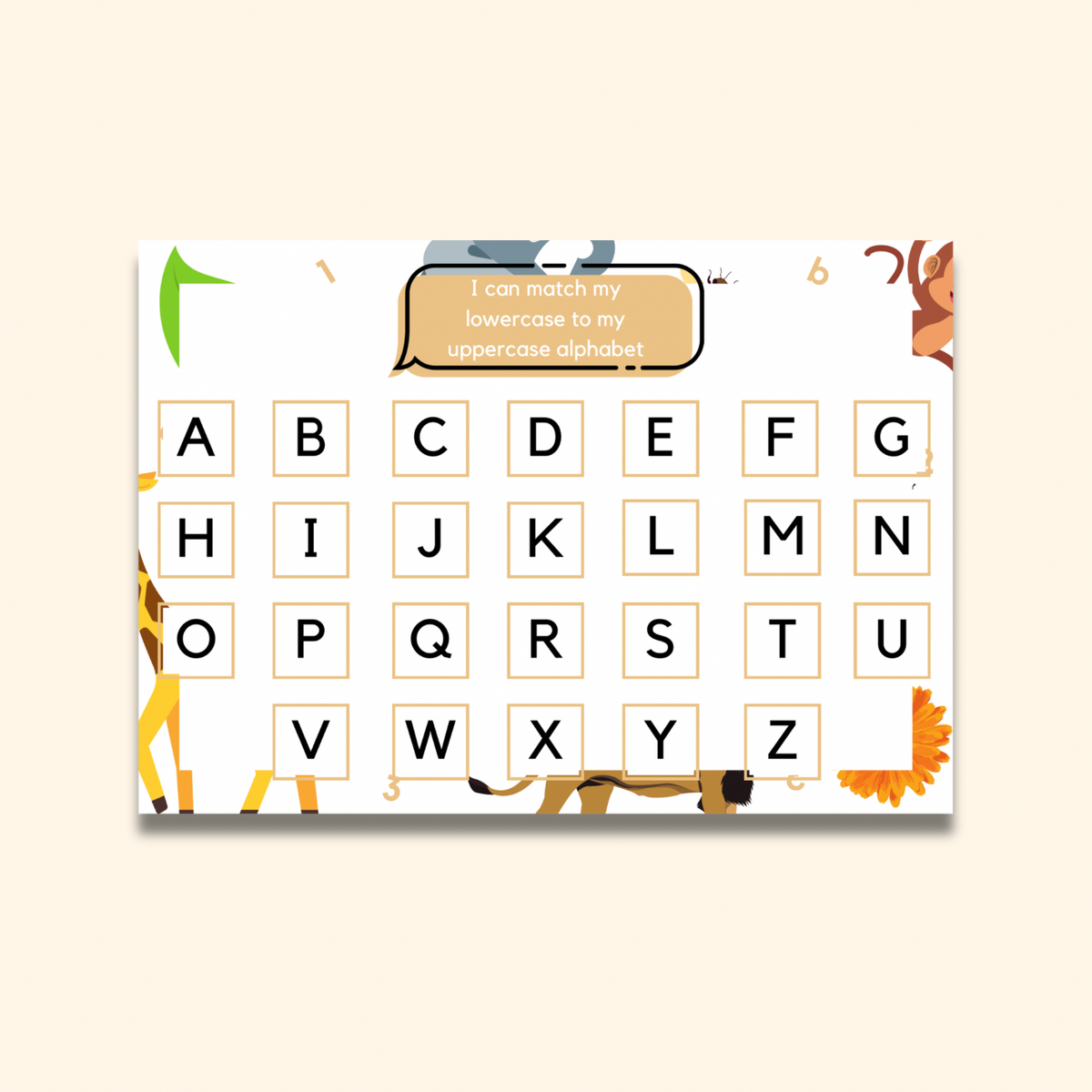 Lowercase to Uppercase Alphabet Matching Mat