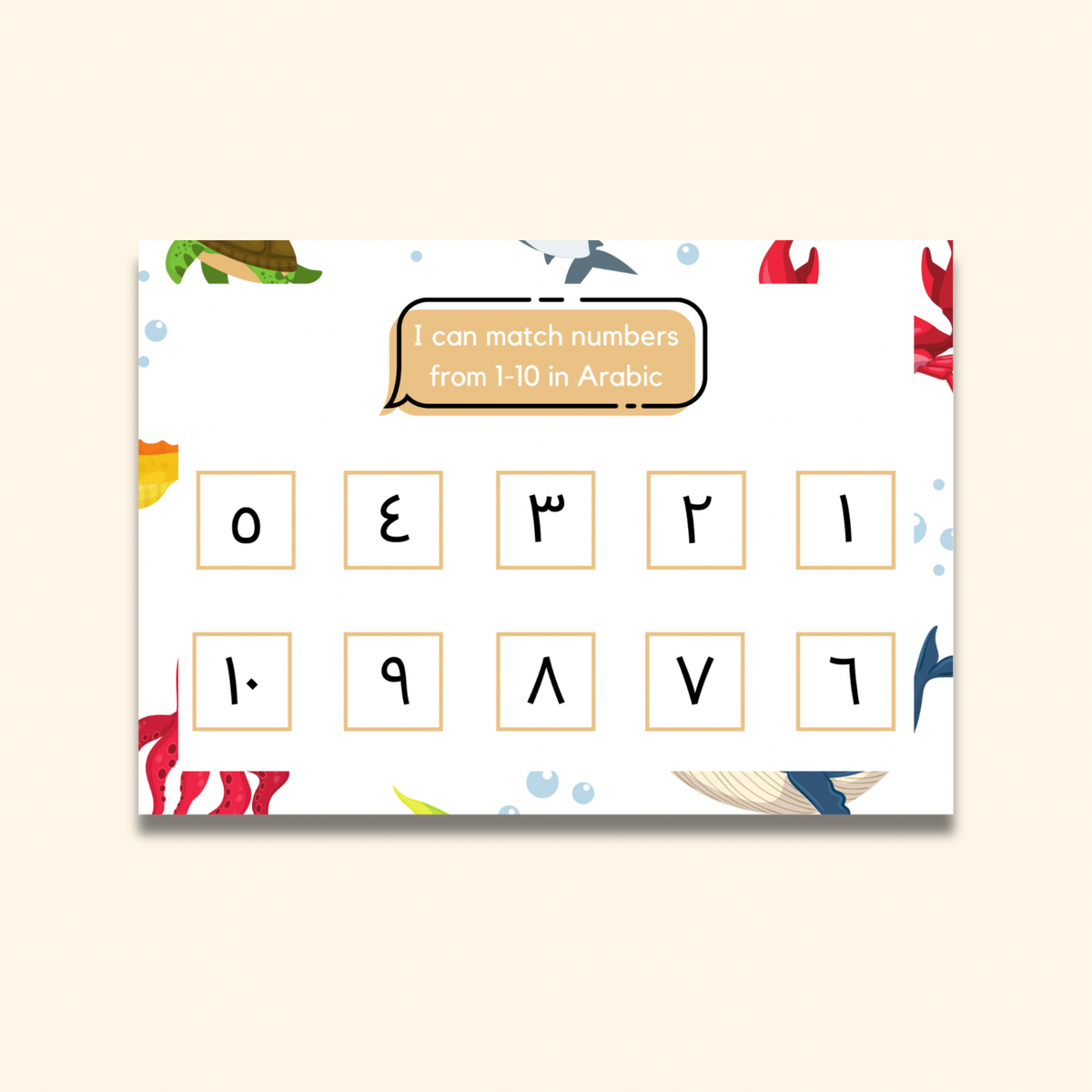 Arabic Numbers 1-10 Matching Mat