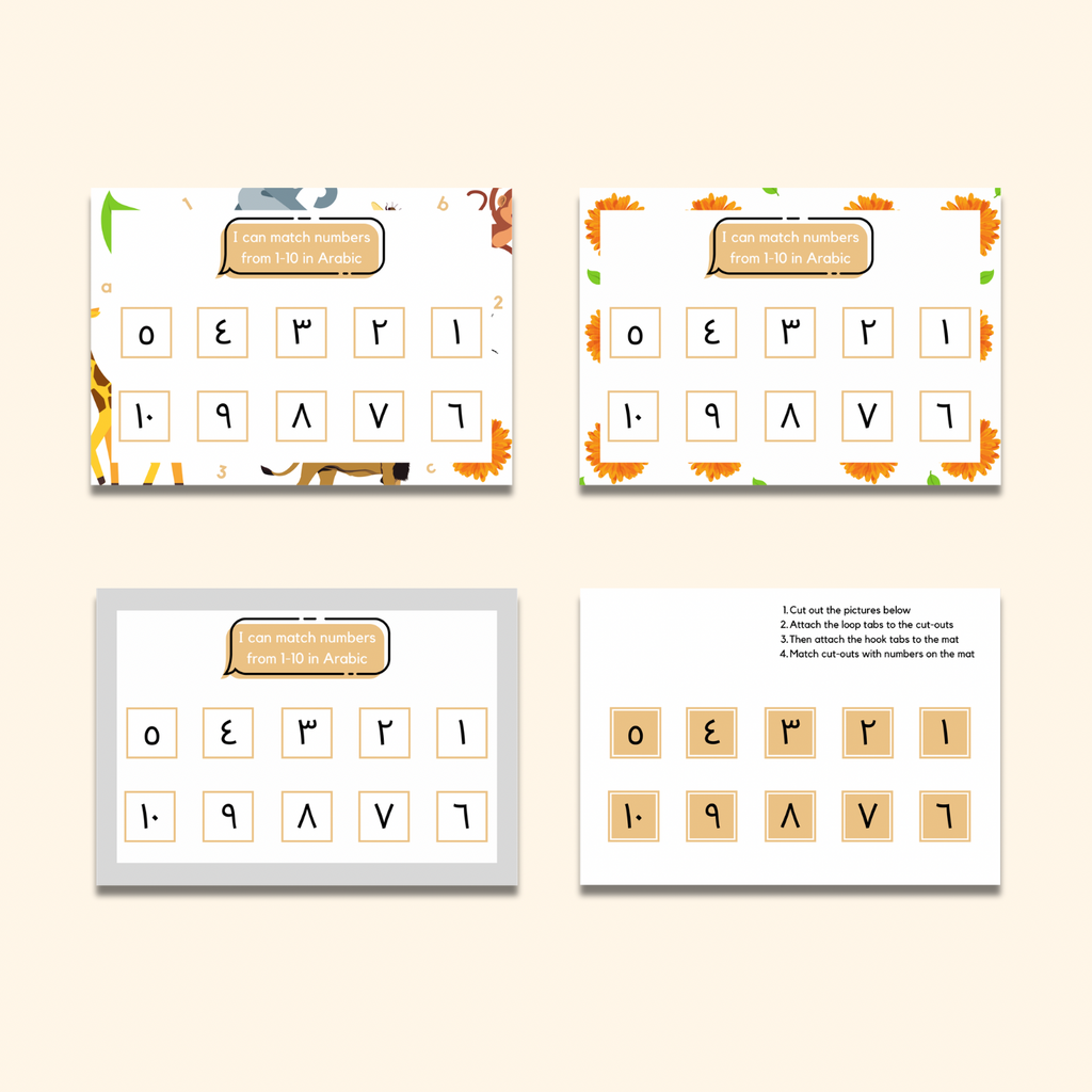 Arabic Numbers 1-10 Matching Mat