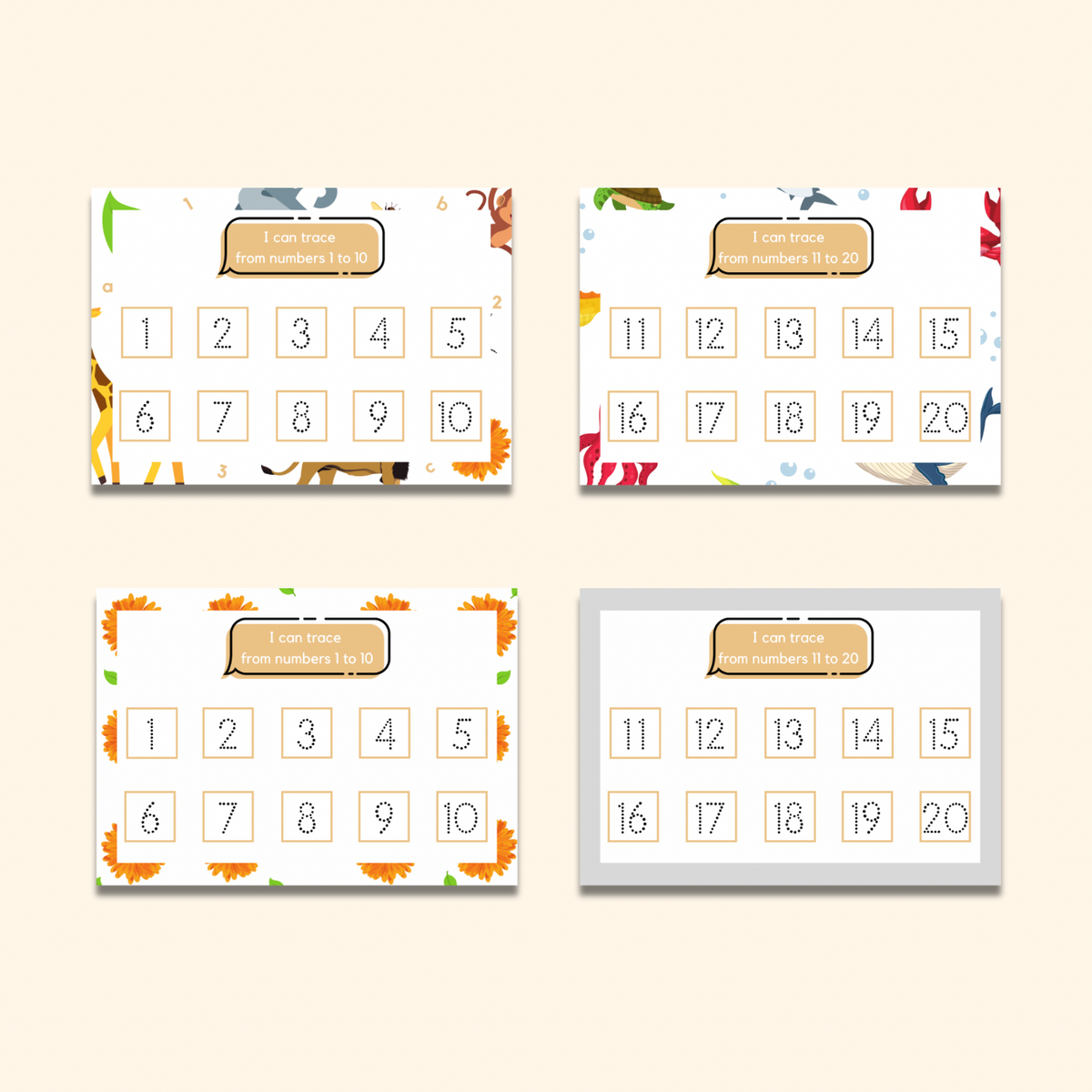 Numbers 1-20 Writing Mats