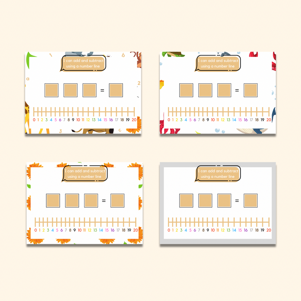 Add & Subtract Number Line Writing Mat
